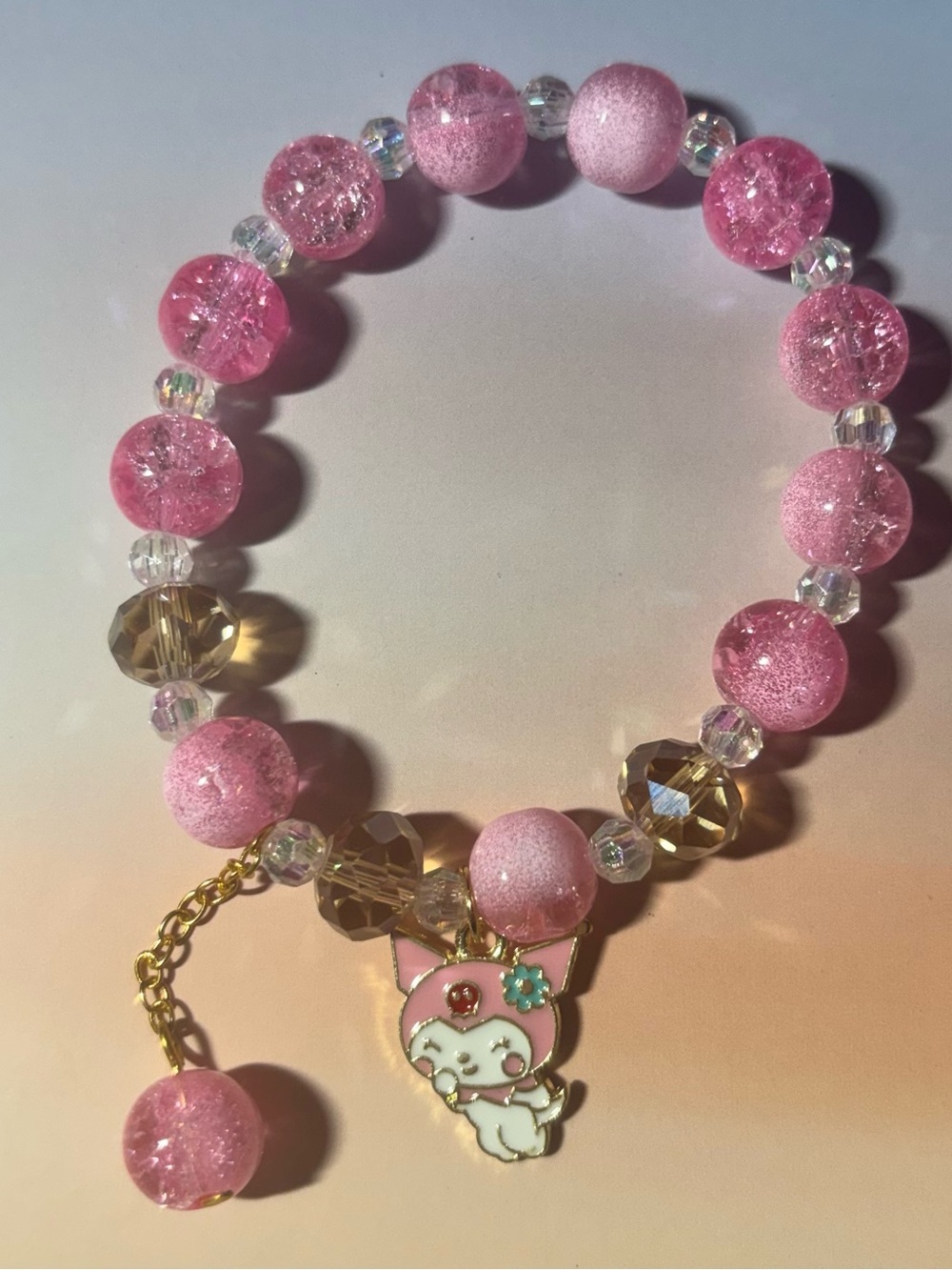 Pink Kuromi Charm Beaded Bracelet